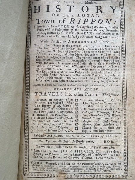 Rare Pairing Of 18th Century Portrait Of Thomas Gent (1693–1778) & Original Copy Of Of His Book, ‘The History of Rippon (1777)’ - Source Vintage
