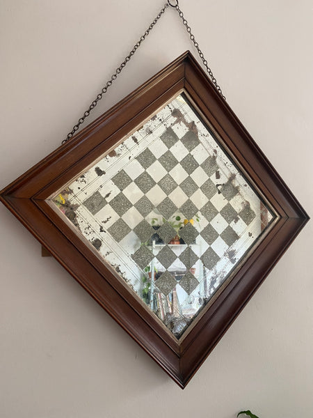 Curious Early 20th Century Folk Art ‘Gypsy Mirror’ Or Checkers Board - Source Vintage