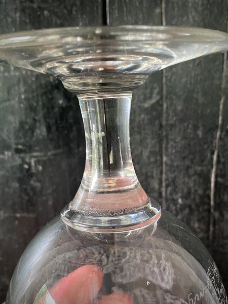 Antique 19th Century Glass Goblet Heavily Inscribed In Diamond Point With Various Imagery & Verse