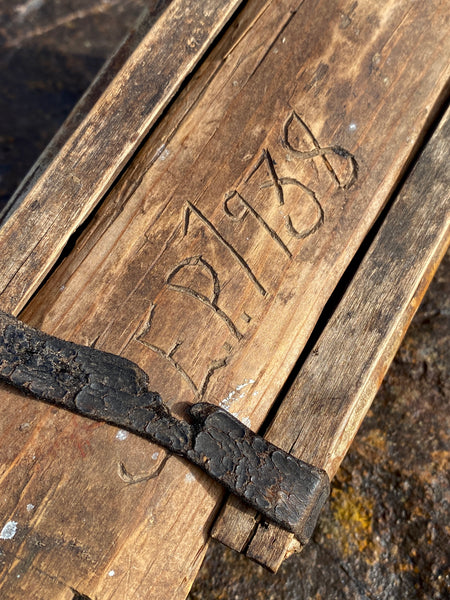 Vintage 1930’s Folk Art Shed Made Bait Box Made From Birch Bark Dated 1938 & Initialled