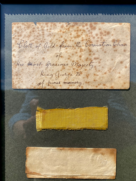 Antique 19th Century Envelope Enclosing A Piece Of “Cloth Of Gold From The Coronation Chair Of His Most Gracious Majesty King George IV” - Source Vintage