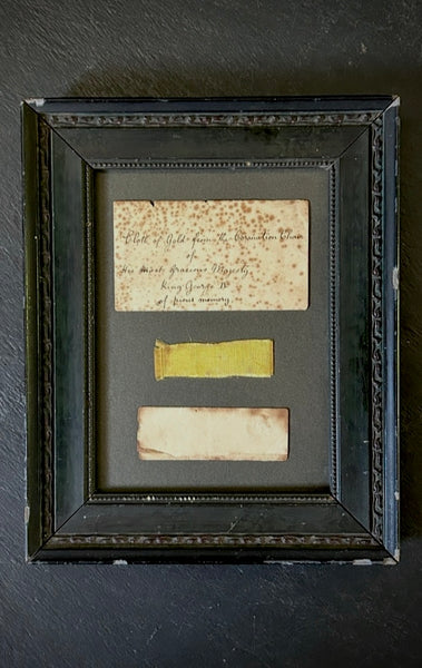 Antique 19th Century Envelope Enclosing A Piece Of “Cloth Of Gold From The Coronation Chair Of His Most Gracious Majesty King George IV”