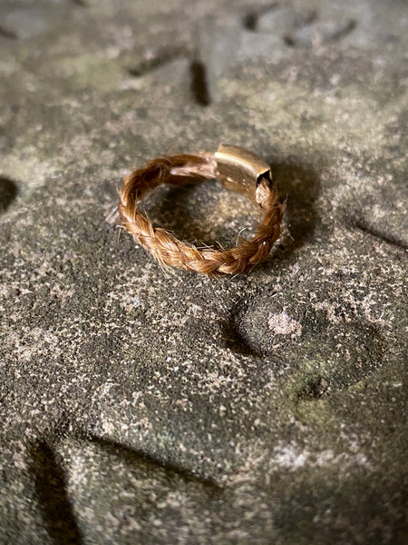 Antique 19th Century Mourning Hair Ring With Gold Name Plate Initialled & Dated 1832 - Source Vintage