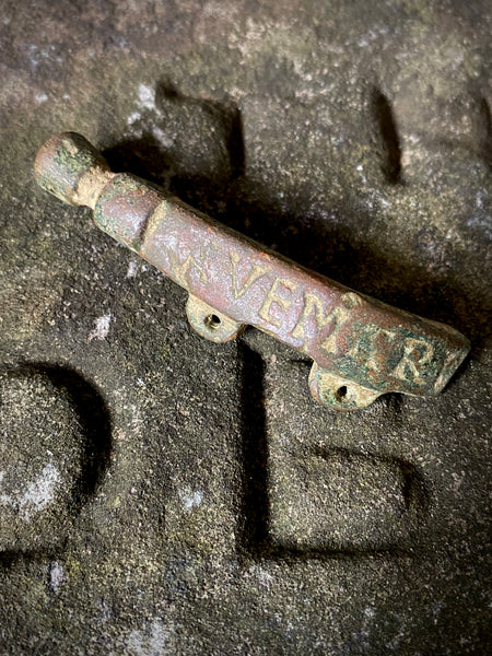Rare Medieval Partial Purse Bar Inscribed With ‘Ave Maria’ (Hail Mary) & Protective Crosses c.13th-15th Century AD
