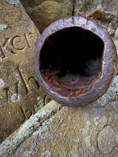 Rare 18th Century Goblet Carved From A Single Piece Of Oak With Assortment Of Protection Marks Dated 1779 - Source Vintage