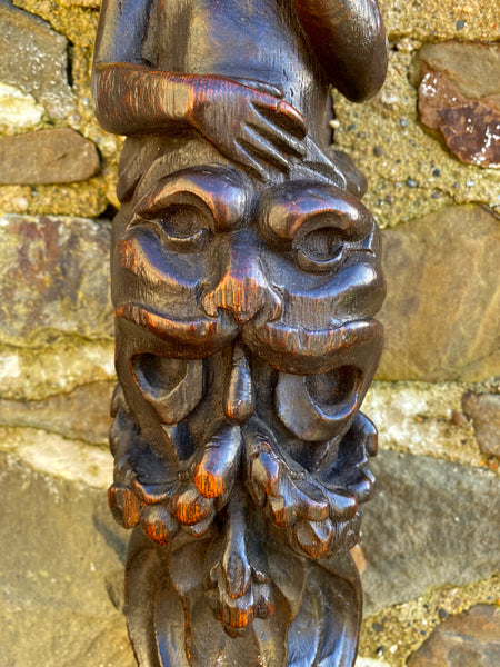 Antique 17th Century Carved Oak Caryatid With Beastie - Source Vintage