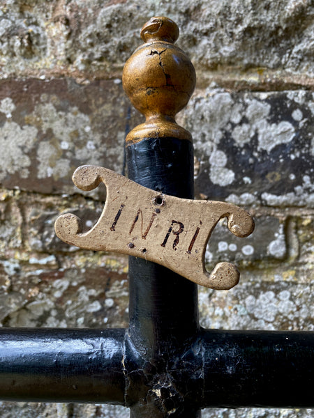 Large (91cm) Antique 18th Century Georgian Ebonised & Giltwood Crucifix, Gothic Statement Piece