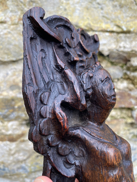 Stunning 17th-18th Century Carved Oak Figural Caryatid - Source Vintage