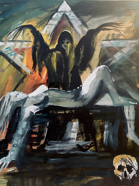 Rare Vintage 1950’s Death Painting Signed ‘HAP’ & Dated 1959 (Possible Hap Grieshaber) - Source Vintage