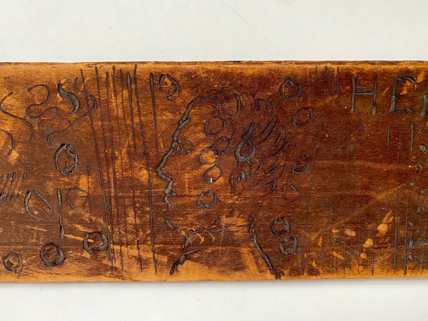 Unusual Folk Art Doodle Board Fragment Unknown Origin With Name ‘Herbet Herbert’ - Source Vintage