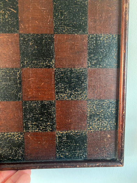Antique Mid 19th Century Folk Art Chessboard / Checkers Board