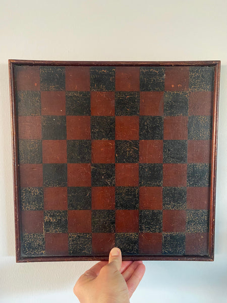 Antique Mid 19th Century Folk Art Chessboard / Checkers Board