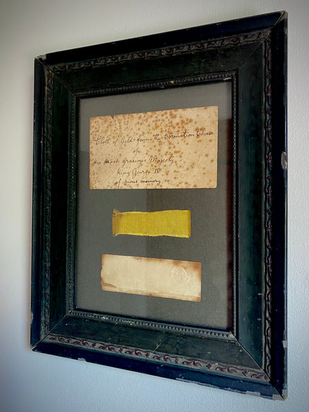 Antique 19th Century Envelope Enclosing A Piece Of “Cloth Of Gold From The Coronation Chair Of His Most Gracious Majesty King George IV”