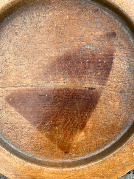Curious 18th Century English Sycamore Platter With Burn Mark From An Iron c.1790 - Source Vintage