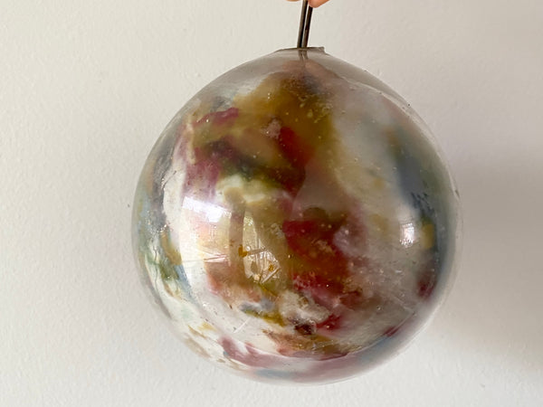 **RESERVED** Antique 19th Century Potichomania Glass Witches Ball - Source Vintage