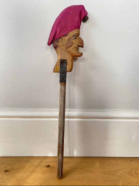 Early 20th Century Hand Carved & Painted Folk Art Wooden Marotte With Interesting Story - Source Vintage