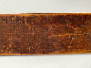 Unusual Folk Art Doodle Board Fragment Unknown Origin With Name ‘Herbet Herbert’