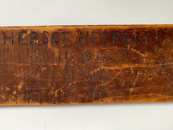 Unusual Folk Art Doodle Board Fragment Unknown Origin With Name ‘Herbet Herbert’ - Source Vintage