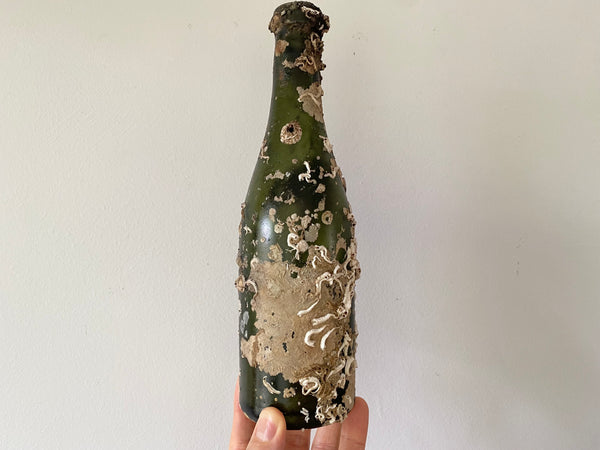 Antique Mid 19th Century Small Iridescent Champagne Shipwreck Bottle - Source Vintage
