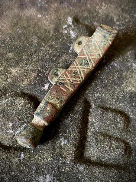 Rare Medieval Partial Purse Bar Inscribed With ‘Ave Maria’ (Hail Mary) & Protective Crosses c.13th-15th Century AD