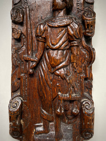 Rare Antique 16th Century Oak Carving Of Justice Dated 1581