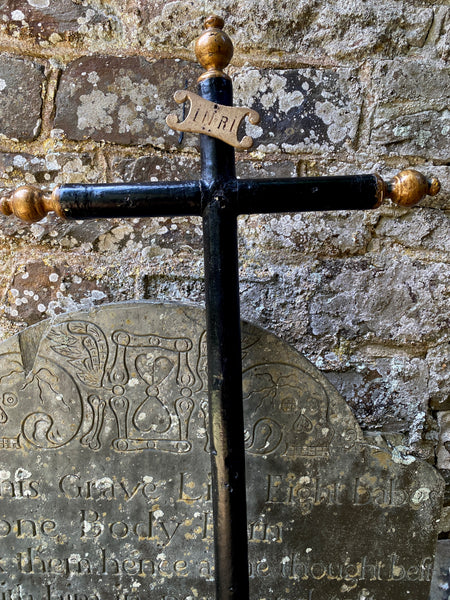 Large (91cm) Antique 18th Century Georgian Ebonised & Giltwood Crucifix, Gothic Statement Piece