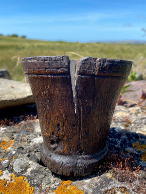 Rare Early Antique Irish Treen Beaker Ancient Bog Wood c.14th –17th Century