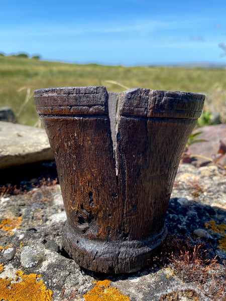 Rare Early Antique Irish Treen Beaker Ancient Bog Wood c.14th –17th Century