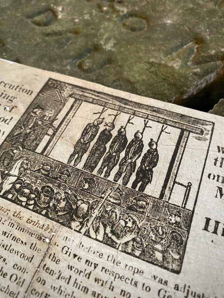 Rare Antique 19th Century Execution Broadside For The Execution Of Arthur Thistlewood and the Cato Street conspirators 1820 - Source Vintage