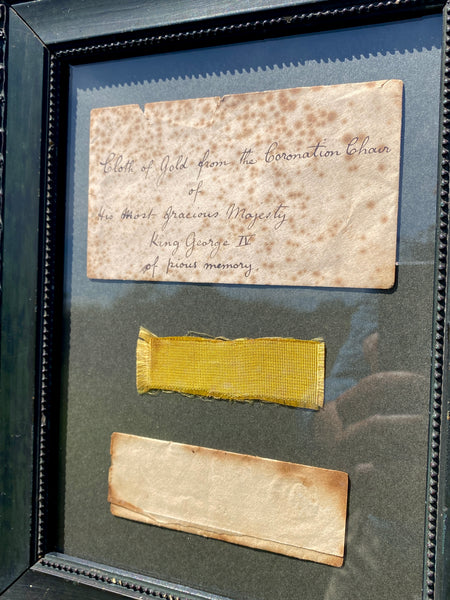 Antique 19th Century Envelope Enclosing A Piece Of “Cloth Of Gold From The Coronation Chair Of His Most Gracious Majesty King George IV” - Source Vintage