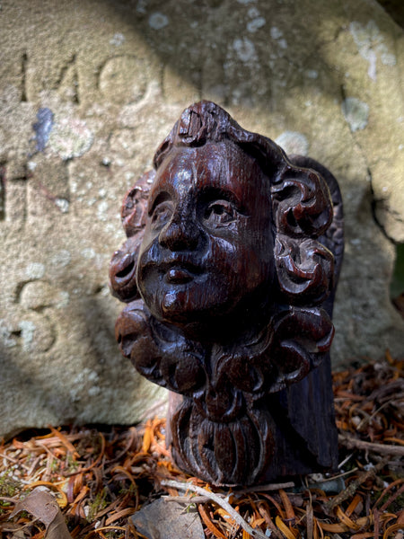 Antique Late 17th-Early 18th Century Carved Oak Cherub