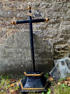 Large (91cm) Antique 18th Century Georgian Ebonised & Giltwood Crucifix, Gothic Statement Piece