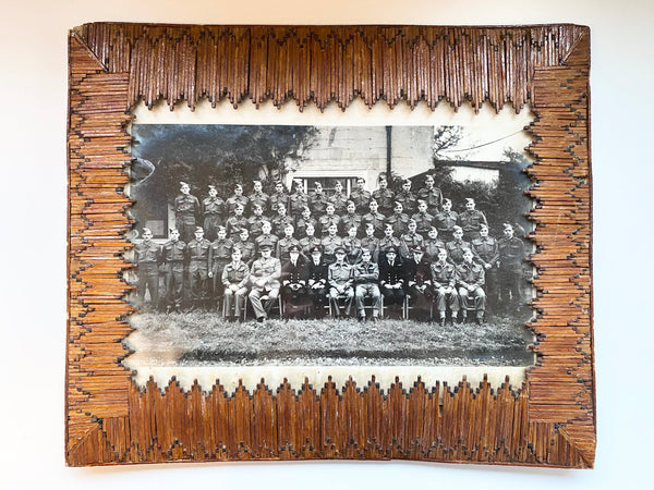 World War 2 Folk Art Picture Frame Made Entirely Of Matches - Source Vintage
