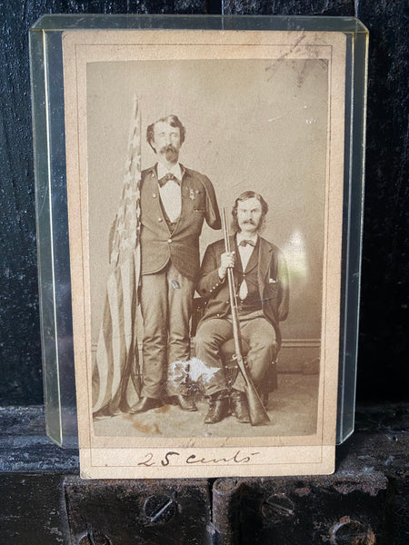 Antique 19th Century CDV - American Civil War Two Identified Amputee Veterans - Source Vintage