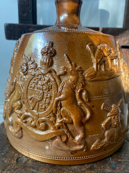 A Fine Example Of An Antique 19th Century Masonic Stoneware Whisky Jug - Source Vintage