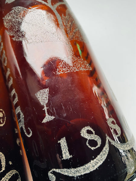 Rare Pair Antique 19th Century Stippled Folk Art Alloa Glass Wedding Bottles - Source Vintage