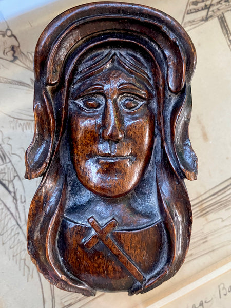Rare Antique Carved Corbel Of The English Catholic Martyr Margaret Clitheroe - Source Vintage