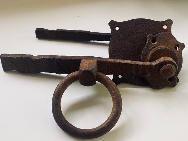 Rare Antique 18th Century Lever Arm Door Handle Latch With Collection Of Apotropaic Or ‘Witches Marks’ - Source Vintage
