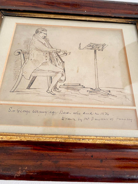Rare Antique 18th-19th Century Drawing Of Sir George Armytage By Walter Fawkes A Descendant Of Guy Fawkes - Source Vintage