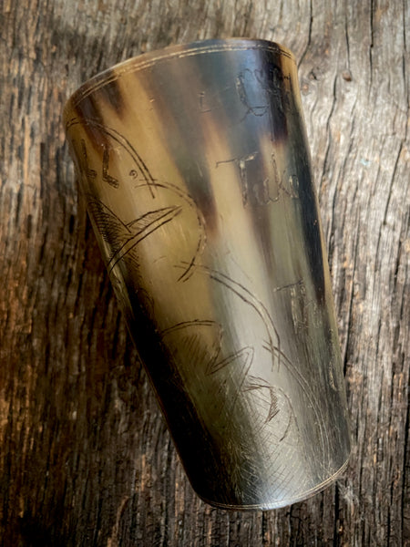 Rare Antique World War 1 Folk Art Horn Beaker ‘Old Bill’ Cambrai 1917