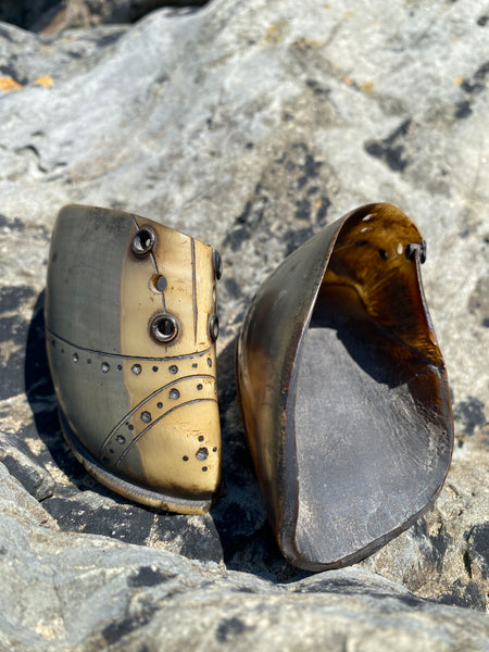 Pair Beautiful Antique 19th Century Folk Art Miniature Shoes Made From Horn