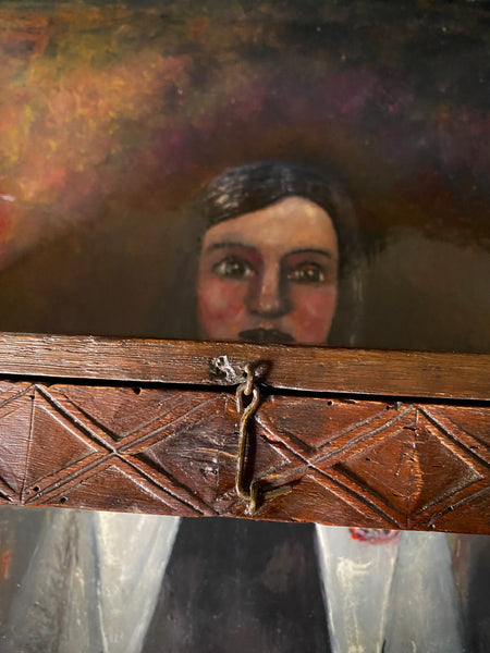 Antique 18th Century Danish Folk Art Wooden Box Profusely Carved With Names, Initials & Date Of 1786 - Source Vintage