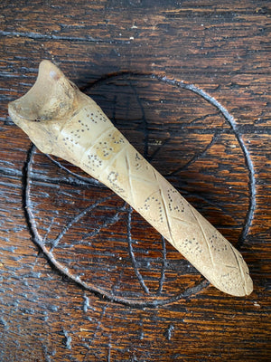 Antique Early 19th Century Named & Dated 1824 Folk Art Bone Apple Corer Love Token