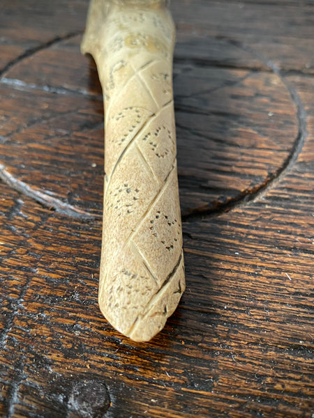 Antique Early 19th Century Named & Dated 1824 Folk Art Bone Apple Corer Love Token - Source Vintage
