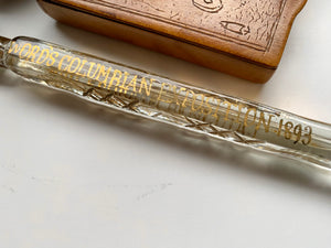 Rare Antique Victorian Glass Lachrymatory Bottle / Tear Catcher Mourning 1893 World’s Columbian Exposition Chicago