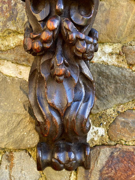 Antique 17th Century Carved Oak Caryatid With Beastie - Source Vintage