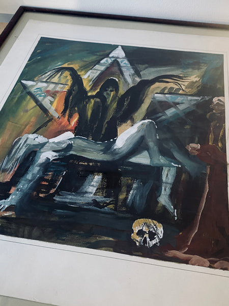 Rare Vintage 1950’s Death Painting Signed ‘HAP’ & Dated 1959 (Possible Hap Grieshaber) - Source Vintage