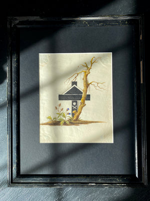 **RESERVED FOR CARSTEN** Antique Framed 19th Century Mourning Watercolour Signed & Dated 1872 + Associated Ephemera