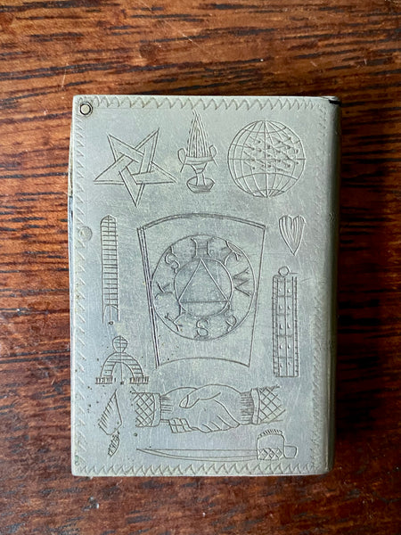 Antique Late 19th Century Vesta Case Adorned With Masonic Symbolism, Lodge No. & Name