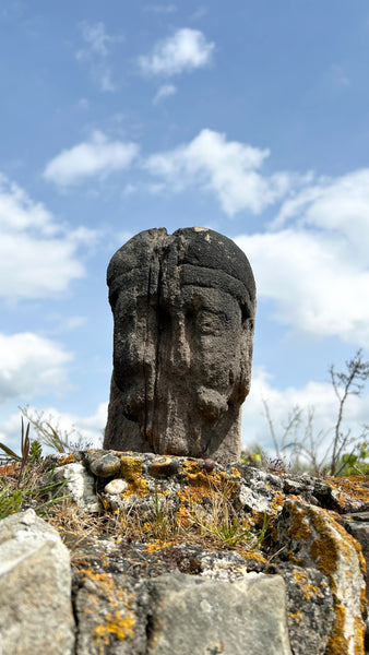 Magnificent Early 17th Century Carved Stone Head From The Out Houses Of Newton Old Hall, Derbyshire - Source Vintage